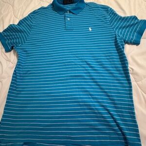 Polo by Ralph Lauren Men's Teal Striped Polo Shirt